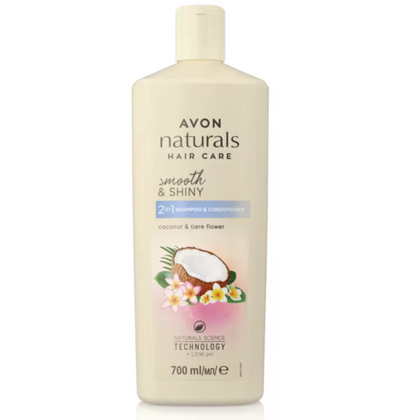 Avon Naturals Smooth & Shiny with Coconut & Tiare Flower 2 in 1 Shampoo & Conditioner - 700ml