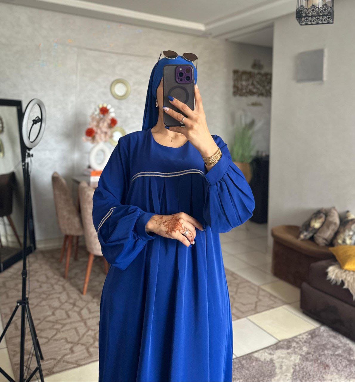 Robe long femme DEVINE, Bleu, 2XL