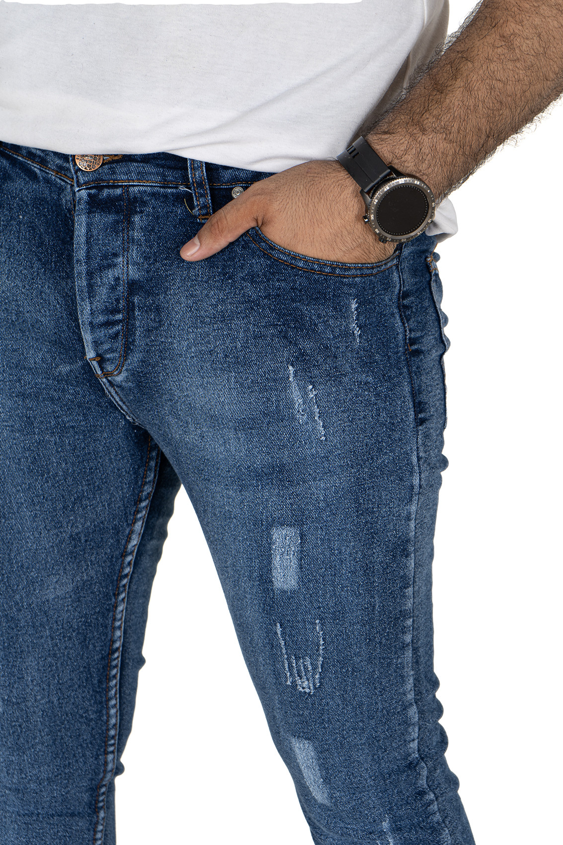 Pontalon jeans déchiré homme 1G2, 36