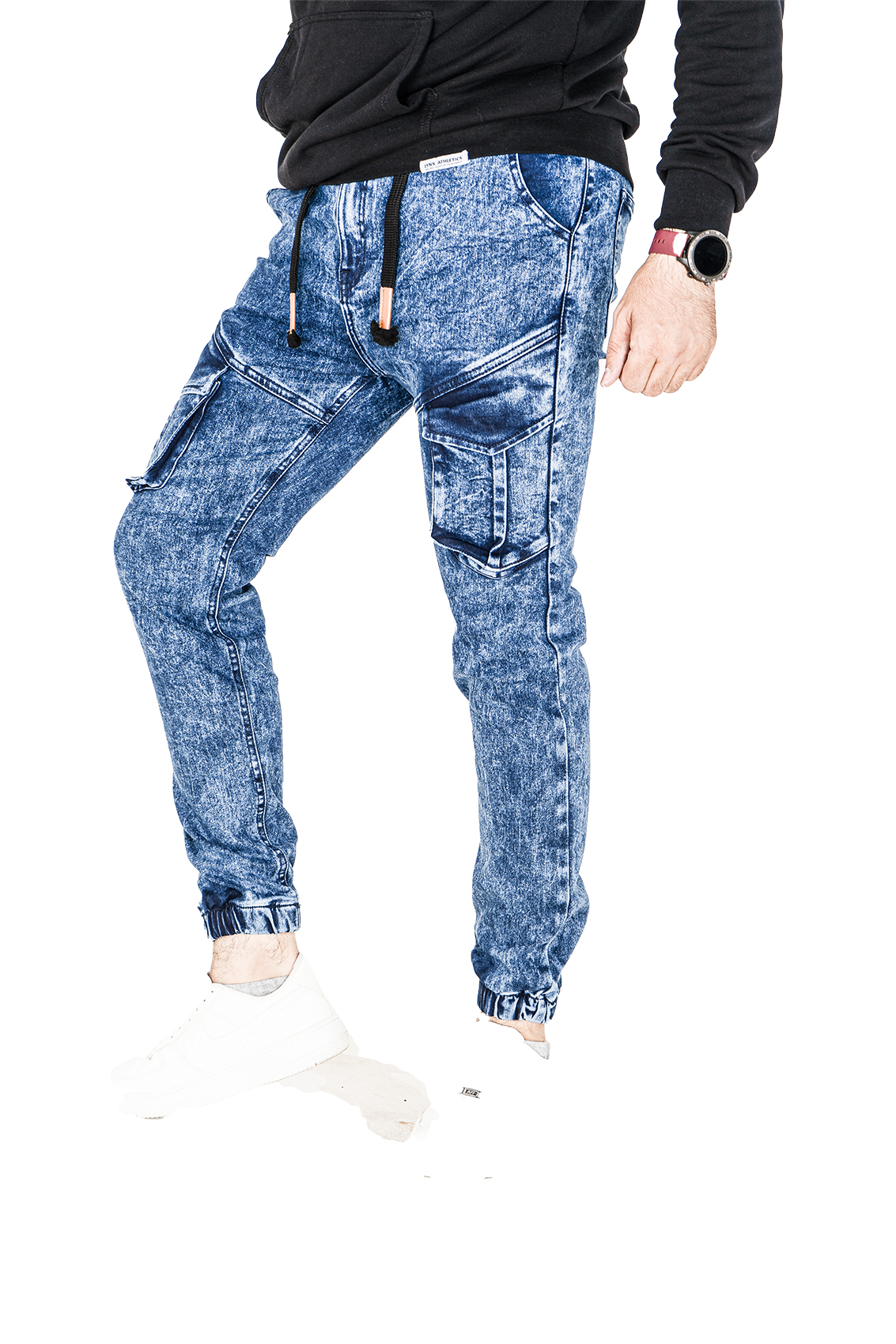 Pontalone Homme jean cargo bleu, 38