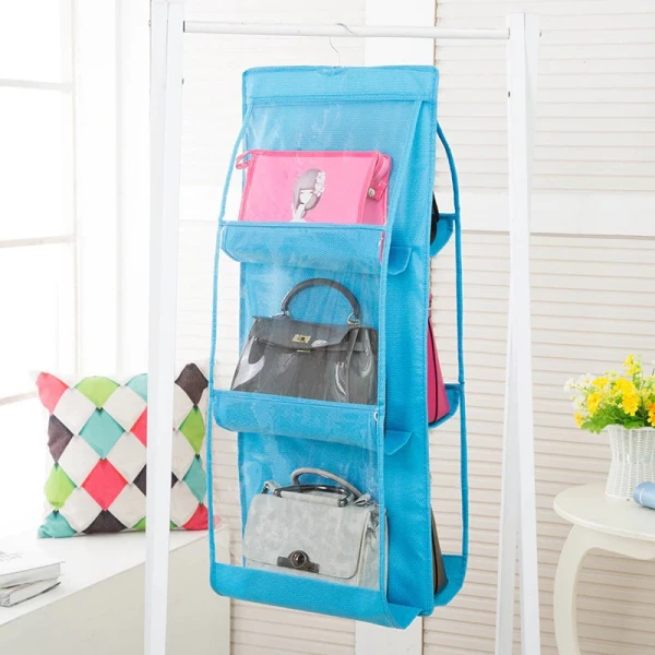 Sac suspendu à 6 poches | Sac à étagère pliable 3 couches, sac à main, organisateur de sac à main, sac à cintre de poche divers, cintre de rangement de placard