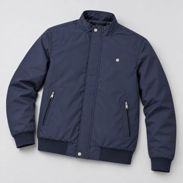 Blouson homme à col montant et poches zippées, Bleu ardoise