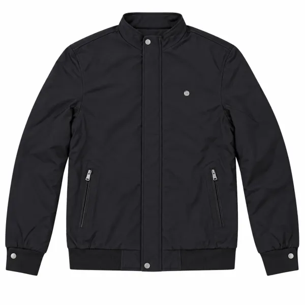 Blouson homme à col montant et poches zippées, Noir profond