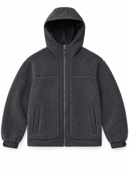 Veste à capuche zippée à texture bouclée, Gris anthracite