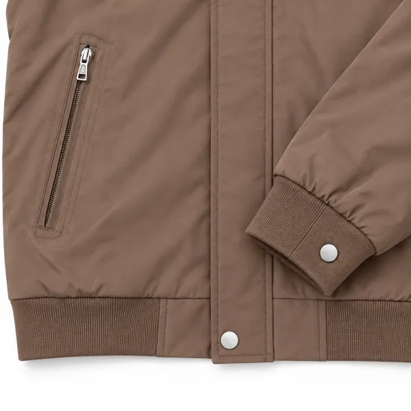 Blouson homme à col montant et poches zippées, Marron taupe
