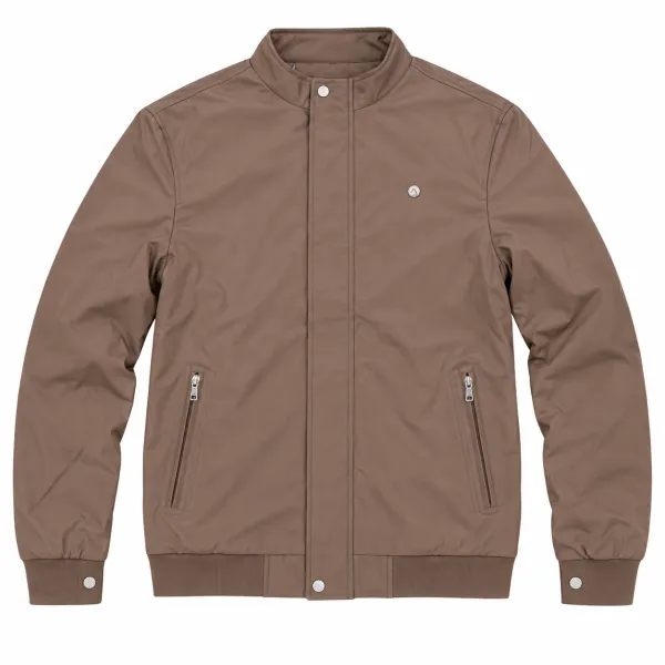 Blouson homme à col montant et poches zippées, Marron taupe