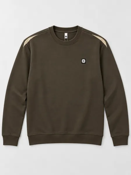 Sillage — Sweat à col rond et détails contrastants aux épaules, Brun foncé, L