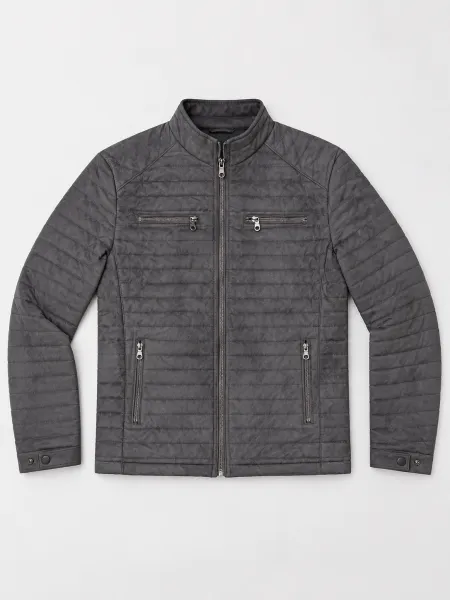 Sierra — Veste matelassée à col montant et quatre poches zippées, Gris foncé, L