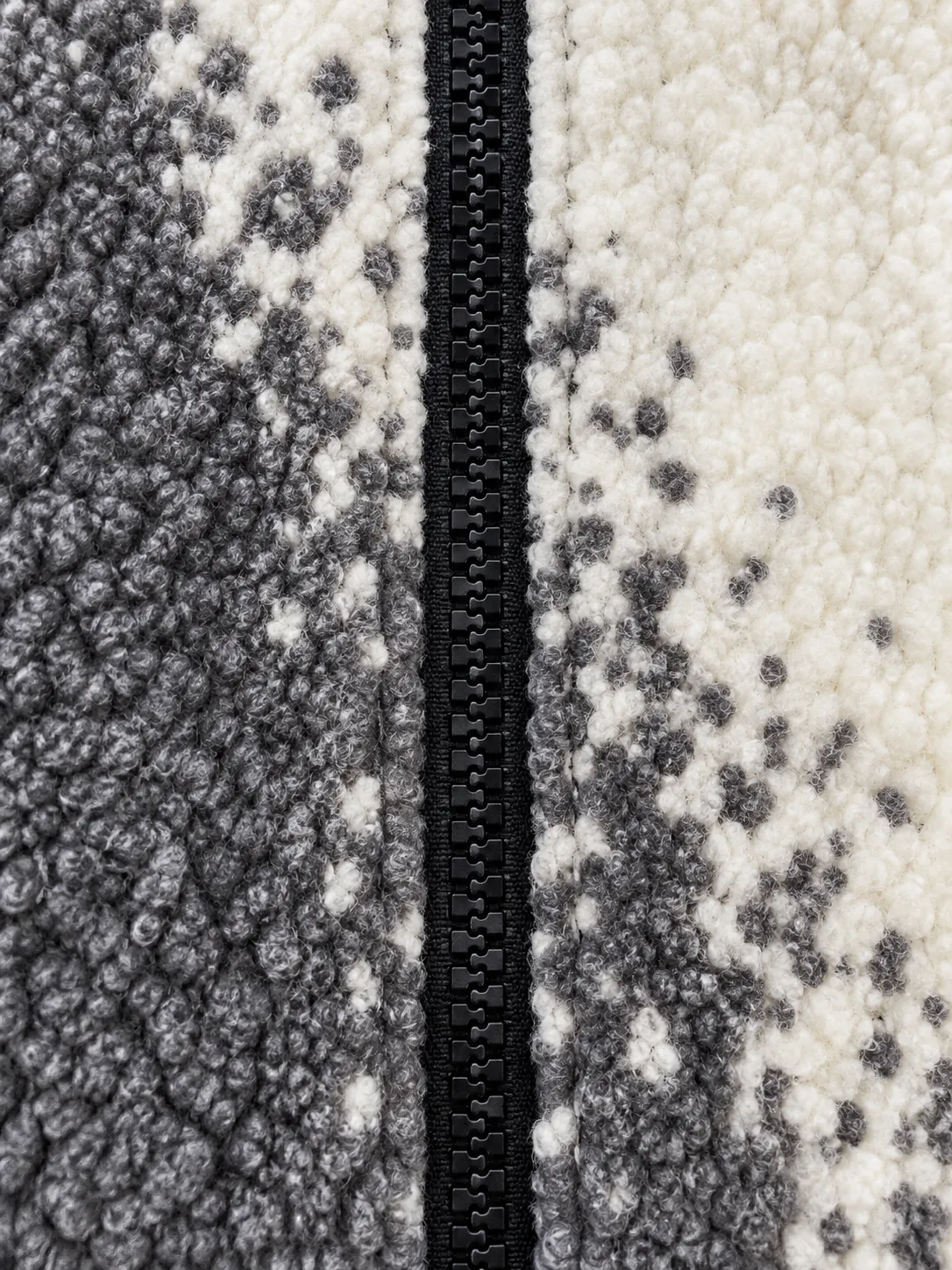 Atlas — Veste à capuche zippée à texture bouclée et motif contrasté, Écru/Gris, M