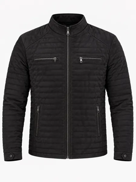 Sierra — Veste matelassée à col montant et quatre poches zippées, Noir, L