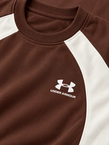 Élan — Ensemble sweat et pantalon à empiècements contrastants, Marron/Blanc