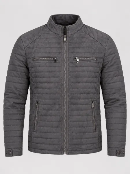 Sierra — Veste matelassée à col montant et quatre poches zippées, Gris foncé, L