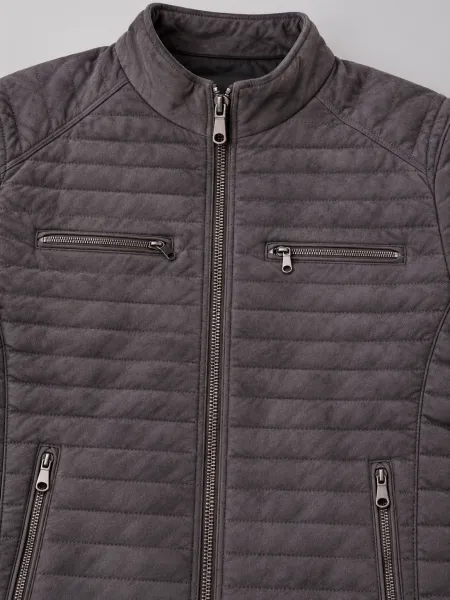 Sierra — Veste matelassée à col montant et quatre poches zippées, Gris foncé, L