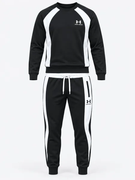 Élan — Ensemble sweat et pantalon à empiècements contrastants, Noir/Blanc