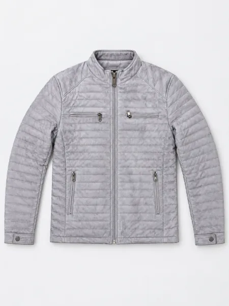 Sierra — Veste matelassée à col montant et quatre poches zippées, Gris clair, L