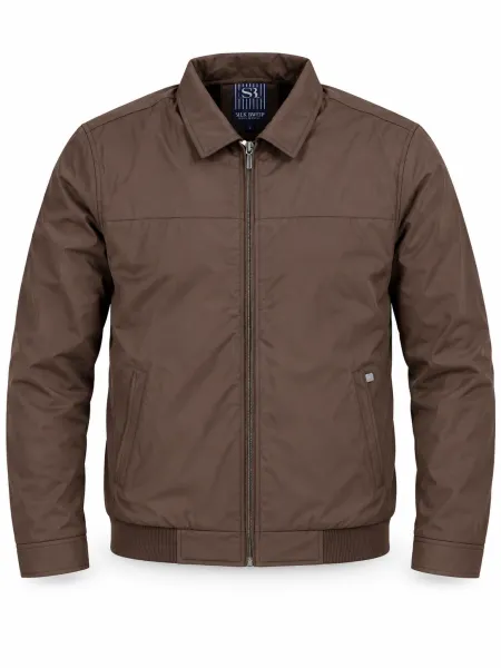 Rivage — Veste zippée à col rabattu, Marron, M