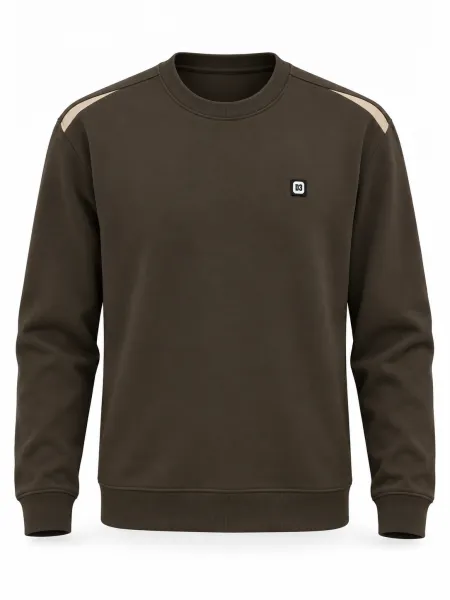 Sillage — Sweat à col rond et détails contrastants aux épaules, Brun foncé, L