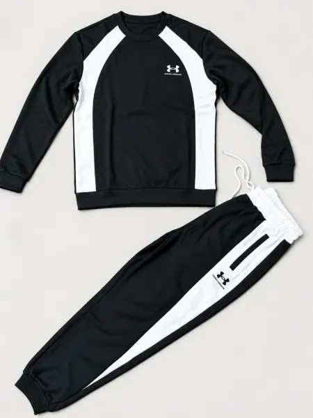 Élan — Ensemble sweat et pantalon à empiècements contrastants, Noir/Blanc
