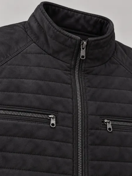 Sierra — Veste matelassée à col montant et quatre poches zippées, Noir, L