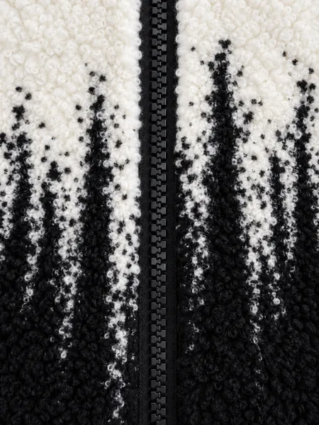Atlas — Veste à capuche zippée à texture bouclée et motif contrasté, Écru/Noir, M