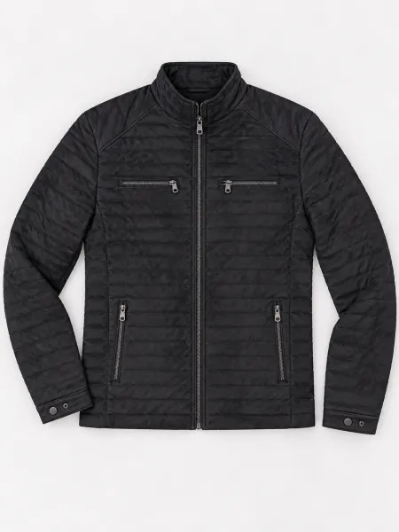 Sierra — Veste matelassée à col montant et quatre poches zippées, Noir, L