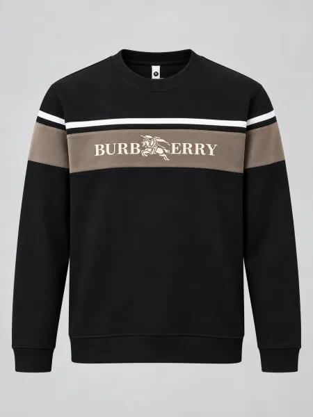 Équinoxe — Sweat à col rond et bande poitrine contrastante, Noir / Taupe, L