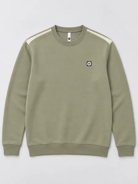 Sillage — Sweat à col rond et détails contrastants aux épaules, Kaki clair, L