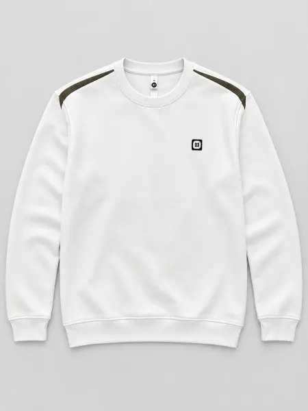 Sillage — Sweat à col rond et détails contrastants aux épaules, Blanc, L