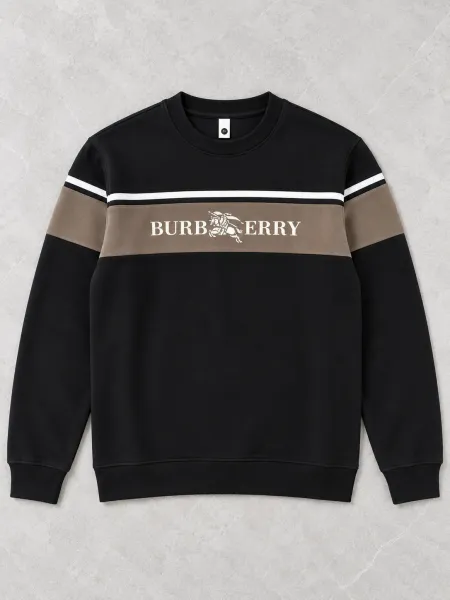 Équinoxe — Sweat à col rond et bande poitrine contrastante, Noir / Taupe, L