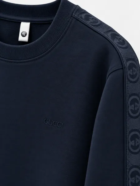 Linéa — Sweat à col rond et bandes ton sur ton aux manches, Bleu marine, L