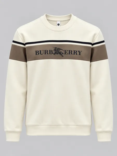 Équinoxe — Sweat à col rond et bande poitrine contrastante, Écru / Taupe, L