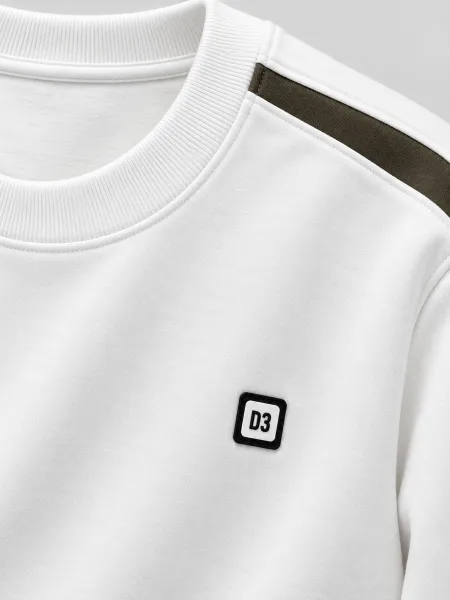 Sillage — Sweat à col rond et détails contrastants aux épaules, Blanc, L