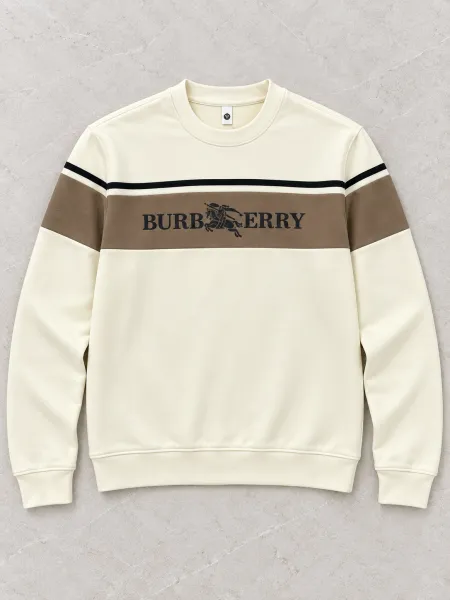 Équinoxe — Sweat à col rond et bande poitrine contrastante, Écru / Taupe, L