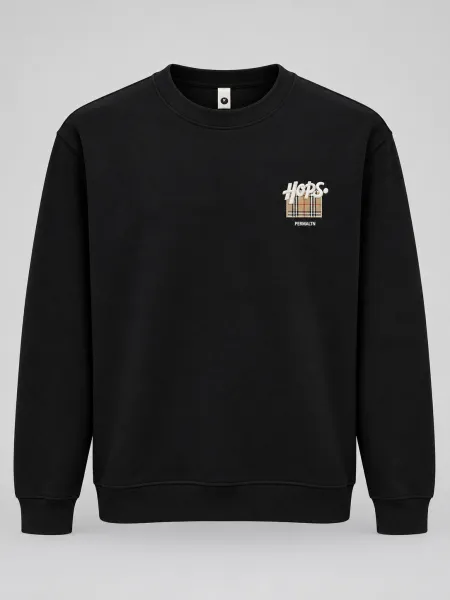 Canyon — Sweat à col rond et motif poitrine à carreaux, Noir, L