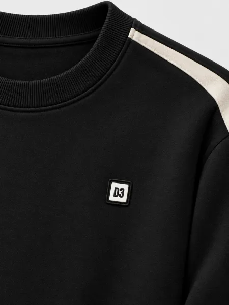 Sillage — Sweat à col rond et détails contrastants aux épaules, Noir, L