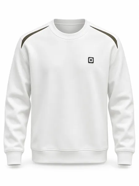 Sillage — Sweat à col rond et détails contrastants aux épaules, Blanc, L