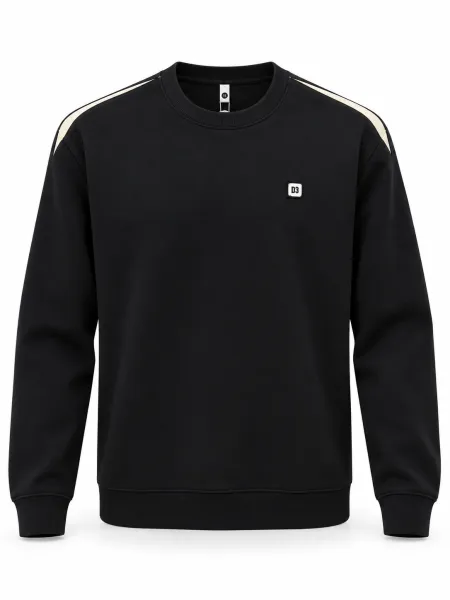 Sillage — Sweat à col rond et détails contrastants aux épaules, Noir, L
