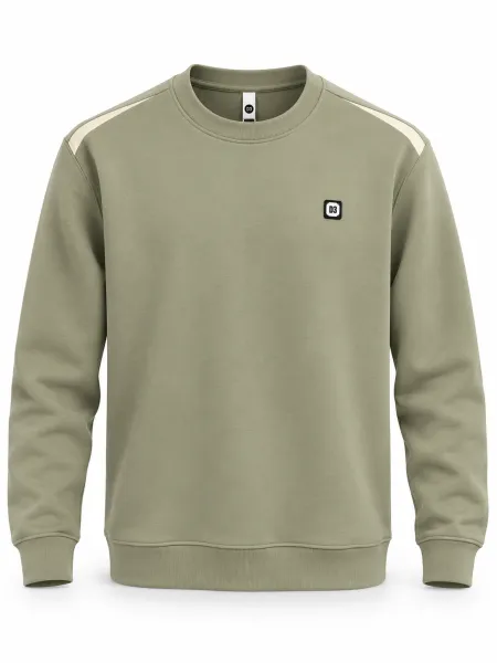 Sillage — Sweat à col rond et détails contrastants aux épaules, Kaki clair, L