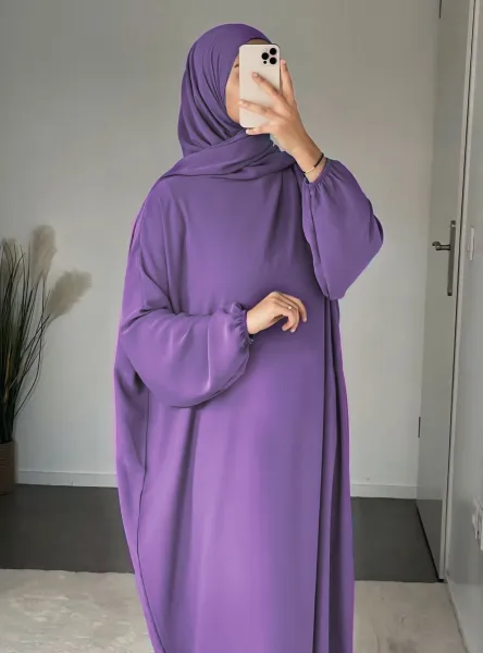 عباية رمضانية لصلاة  من قماش توب كريب الممتاز, مقاس موحد, ارجواني