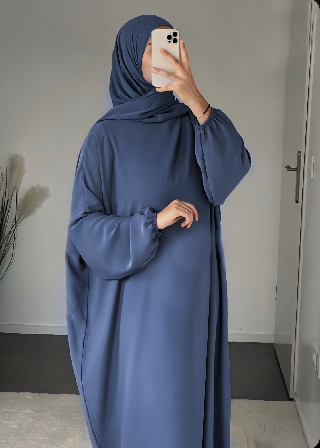 عباية رمضانية لصلاة  من قماش توب كريب الممتاز, مقاس موحد, رمادي