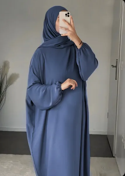 عباية رمضانية لصلاة  من قماش توب كريب الممتاز, مقاس موحد, رمادي