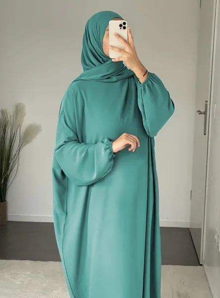 عباية رمضانية لصلاة  من قماش توب كريب الممتاز, مقاس موحد, اخضر