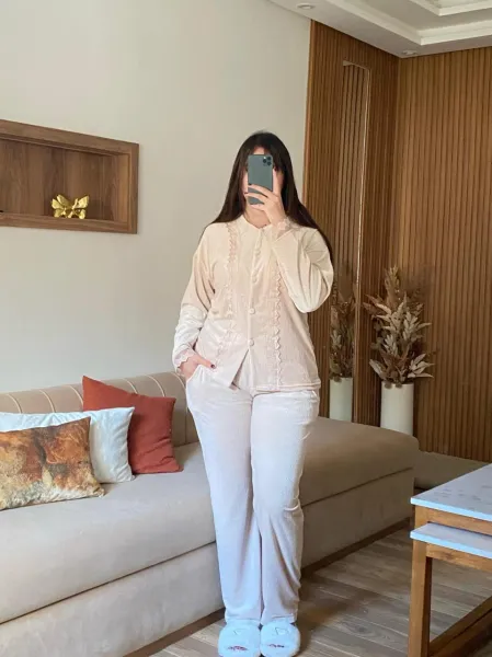 Pyjama Femme Botton, Beige, M