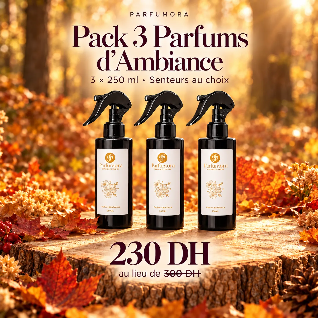 Pack 3 Parfums d’Ambiance — 230 DH au lieu de 300 DH.